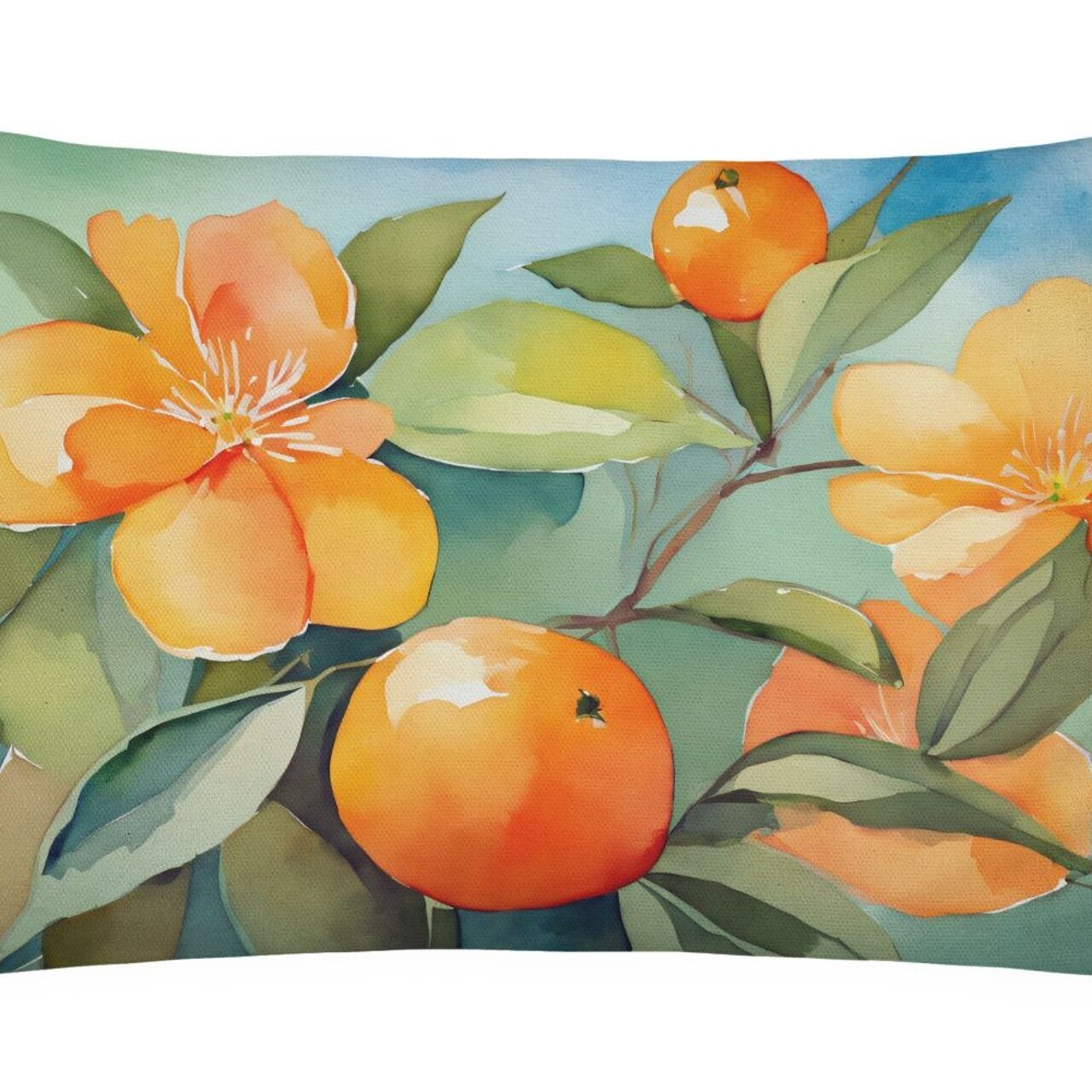 Edge Collections - 12" X 16" - Orange - Pillow Flowers Watercolor Throw State Florida Orange Blossom 1638 - 1 Piece